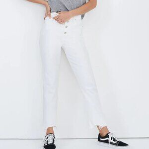 Madewell The Perfect Vintage Crop Jean in Tile‎ White: Button-Front Edition